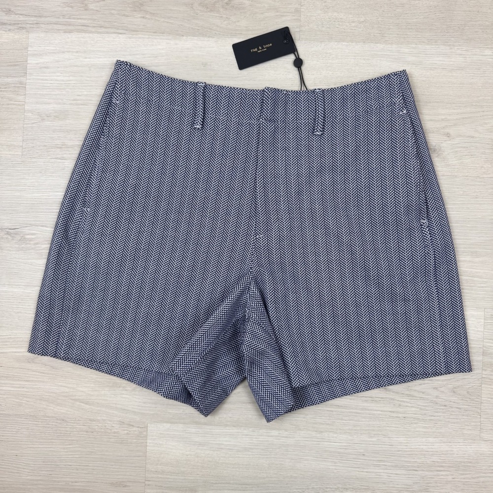 Rag & Bone Elvy Chevron Shorts Womens 10 Navy $298 - Picture 5 of 12